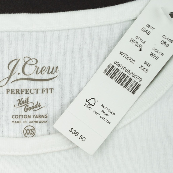 New JCREW Sz XXS Slim Perfect-fit T-Shirt in White $36 BF355 - Picture 4 of 4